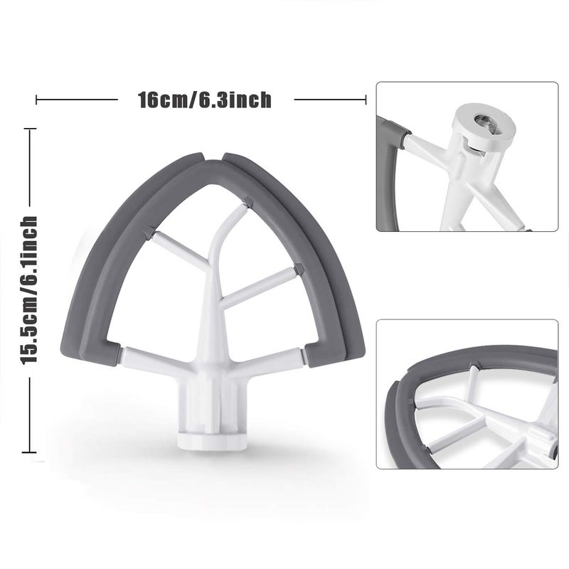 Vaxaape Flex Edge Beater for KitchenAid,Mixer Attachement Compatible With KitchenAid,Mixer Accessory,Fits Tilt-Head Stand Mixer Bowls For 4.5-5 Quart Bowls,Beater With Silicone Edges,Grey - Image 2